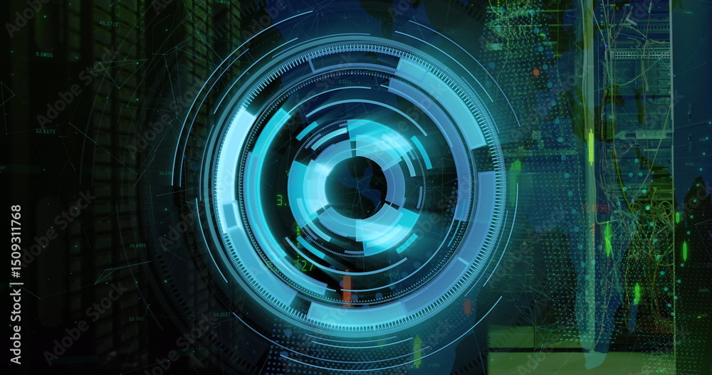 Poster image of scope scanning and data processing over server room