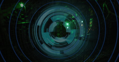 Image of scope scanning and data processing over server room