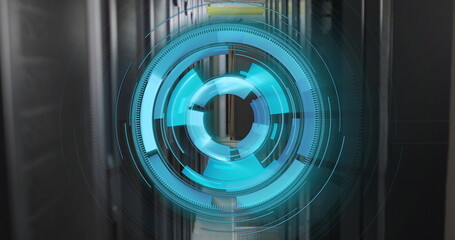 Image of scope scanning and data processing over server room