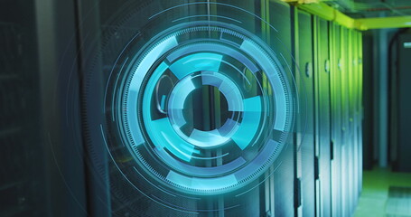 Image of scope scanning and data processing over server room