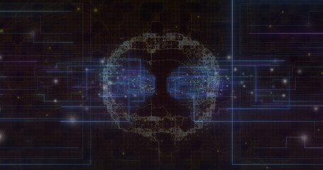 Image of data processing over brain