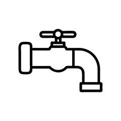Pipe with valve in simple line art design on white background  