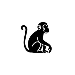 Obraz premium Monkey Silhouette Vector Icon – Minimal Primate Animal Design Graphic