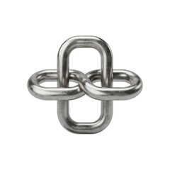 Obraz premium Interlocked silver metal chains symbolizing unity and strength under on transparent background