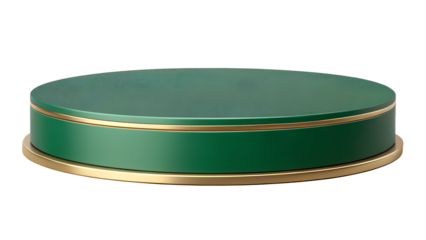 Elegant Green and Gold Round Podium for Product Display on Black Background