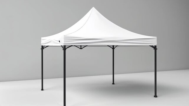 Elegant white tent mockup displayed on a minimalistic white background for design presentation