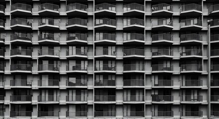 Geometric Black and White Apartment Building Facade