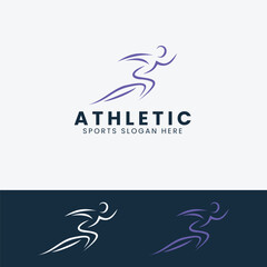 Athletic Runner Logo with Motion Lines
