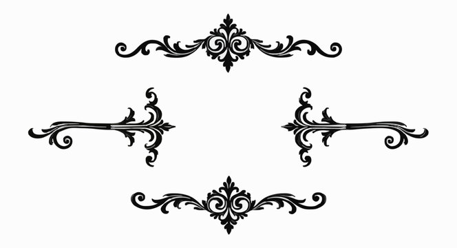 Ornate black floral frame with intricate scrollwork, ideal for vintage wedding invitations, luxury branding, or elegant decor. Symmetrical baroque design, sophisticated and timeless, perfect for premi