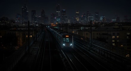 Fototapeta premium Night City Metro Train