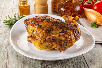 Baked in oven whole chicken with spices
