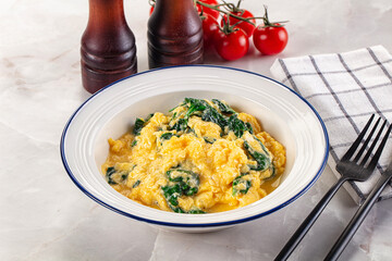 Omelette with spinach for breakfast