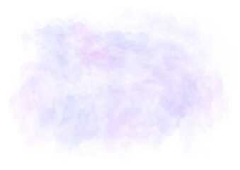 Soft blur purple aquarelle spot, fluffy clouds, fog, smoky. Abstract vibrant smooth fluid paint blot with pastel shades on transparent background.