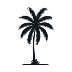 Elegant Palm Tree Silhouette Isolated on White Background Tropical Vacation Concept Simple and Clean Design for Summer Projects and Creative Use