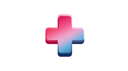 Fototapeta premium Gradient Plus Sign 3D Icon App Symbol Medical Cross Modern Design