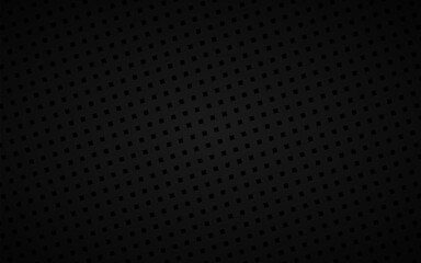 Dark abstract perforated square background. Black mosaic look. Modern geometric vector texture. Simple metallic illustration