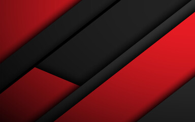 Abstract black and red background. Oblique geometric shapes and lines for design. Banner template. Layers above each other. Vector illustration wallpap