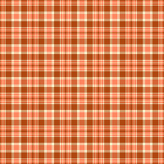 Paisley tartan background texture, room vector plaid check. Sheet textile seamless pattern fabric in orange and red colors.