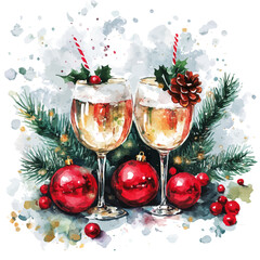 New Years Resolution, watercolor vector, high quality, isolated on a white background.