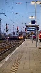 train arriving at muenster station germany