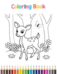 Cute Baby Deer Coloring Page for Kids