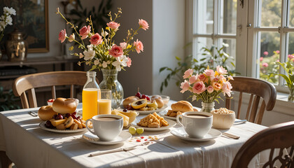A beautiful breakfast spread, perfect for a relaxing morning.