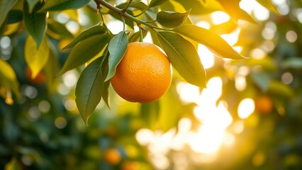 Vibrant Orange Grove at Sunset