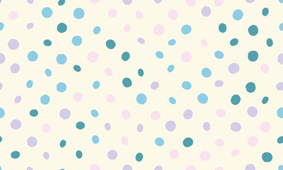 Delightful pastel polka dot pattern.  Perfect for backgrounds, textiles, or playful designs.  Handdrawn style evokes a sense of whimsy and childlike charm.
