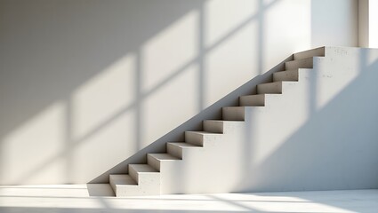 Minimalist Staircase with Play of Light and Shadow in Architectural Space