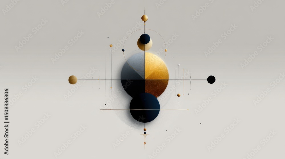 Poster a visually striking arrangement of overlapping spheres in various sizes and muted tones creates a dy