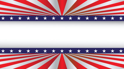 Red and white striped rays with blue star border, perfect for patriotic or political banner designs.