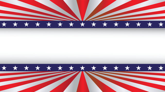 Red and white striped rays with blue star border, perfect for patriotic or political banner designs.