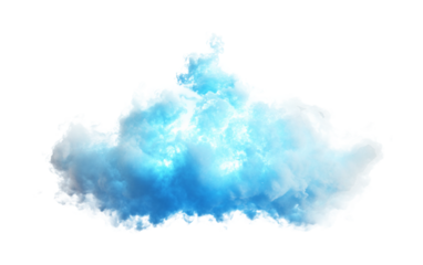 Abstract cloud upload icon made of blue light symbolizing digital data transfer and storage isolated on transparent background PNG