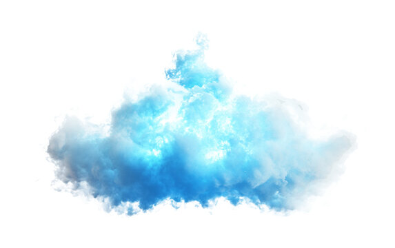 Abstract cloud upload icon made of blue light symbolizing digital data transfer and storage isolated on transparent background PNG