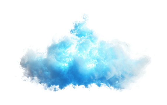 Abstract cloud upload icon made of blue light symbolizing digital data transfer and storage isolated on transparent background PNG - Powered by Adobe