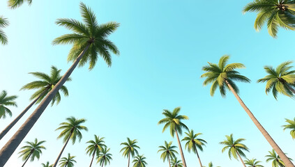 Obraz premium Verdant Sentinels Palms Reaching for a Clear Sky