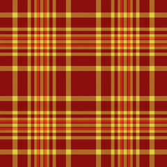 Retail check tartan vector, christmas card texture seamless plaid. Beige textile background pattern fabric in red and yellow colors.