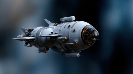 A futuristic rocket ship showcases its advanced design and intricate details.