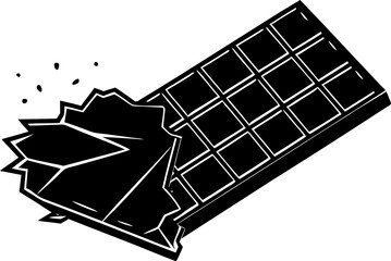 Silhouette of a chocolate bar with one piece broken.