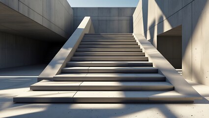 Architectural Concrete Staircase Leading to a Minimalist Structure