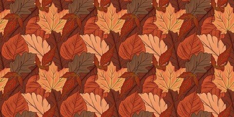 seamless pattern with autumn leaves