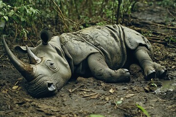 Humans hunt rhinoceroses for their horns traded illegally for ornamental and medicinal us