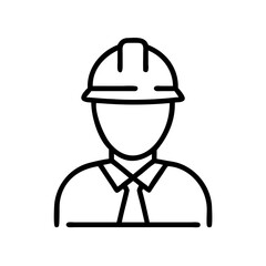 Engineer with hard hat.  Professional engineer wearing safety helmet.  Image of construction worker for industrial projects. This image is perfect for corporate identity, website design, or app icon.