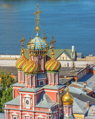 Elegant Naryshkin Baroque church on the banks of the Volga River
