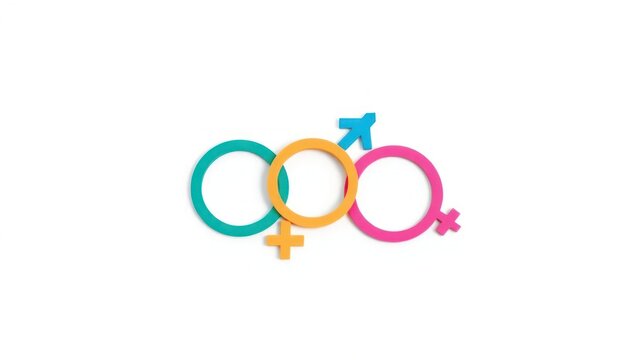Interlocking gender symbols representing inclusivity and diverse relationships