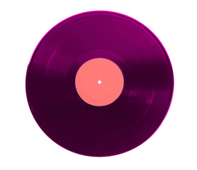 One color vinyl record on white background