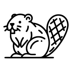 Cute beaver illustration, sitting and smiling