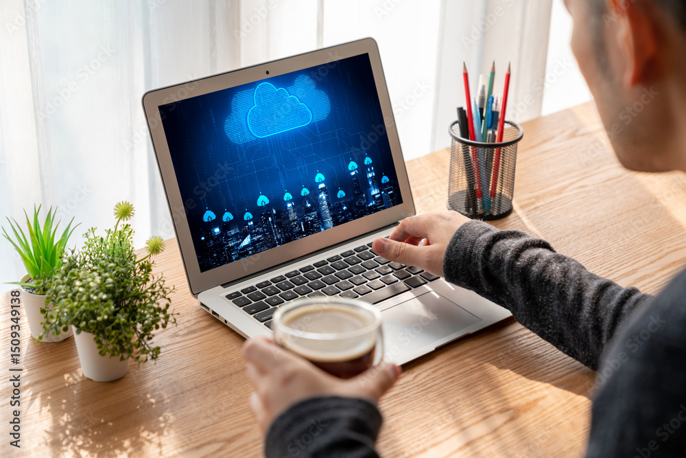 Poster cloud computing software for modish remote work and personal data storage