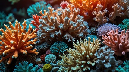 Fototapeta premium Vibrant coral reef closeup