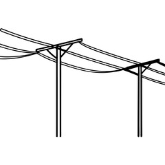 Overhead power lines, simple line art illustration for engineering, diagrams, and educational materials.